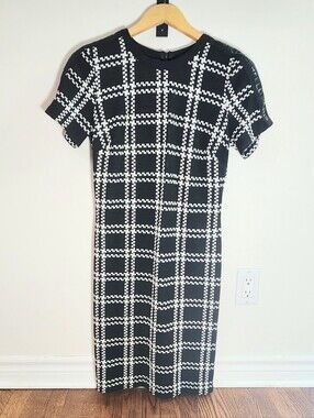 Karl Lagerfeld Paris Black & White Midi Dress Size 6 Tailored Fit